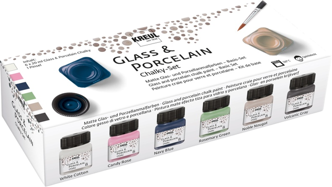 Kreul farby na sklo a porcelán Chalky set 6x20ml