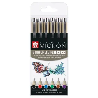  Kreatívne perá Pigma® Micron Sakura 05/0.45mm - sada 6ks